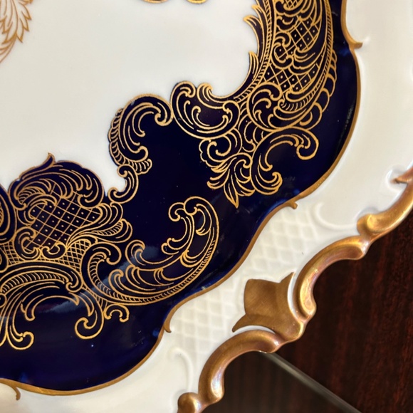 Reichenbach Fine Porcelain Cobalt Gold and White Platter Made in Germany - Picture 8 of 13